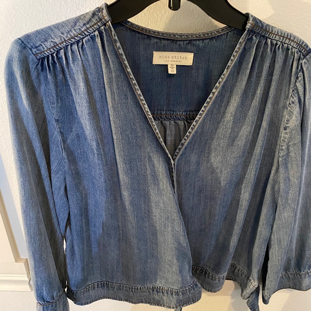Side Stitch Top Denim